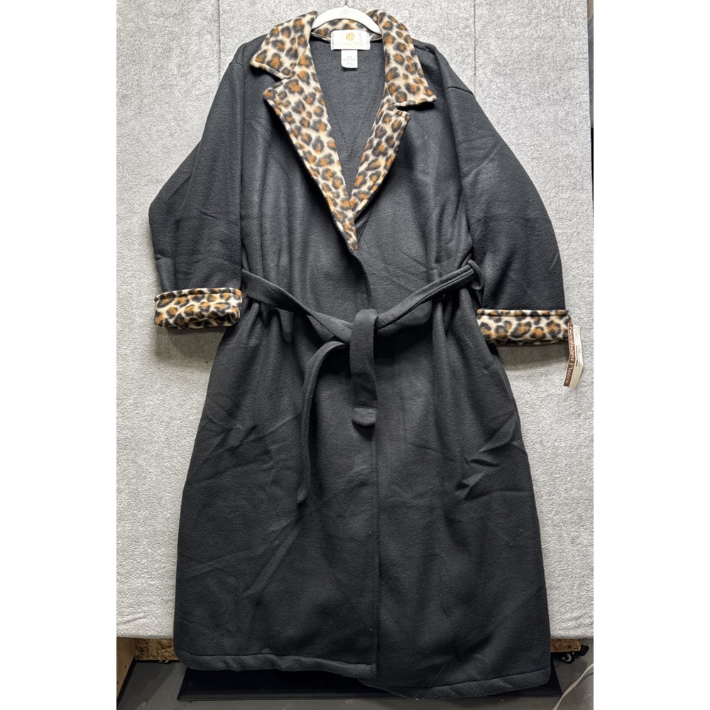Stan Herman Leopard Spotted Robe Lounger M Belted Northwest Fleece House Jacket